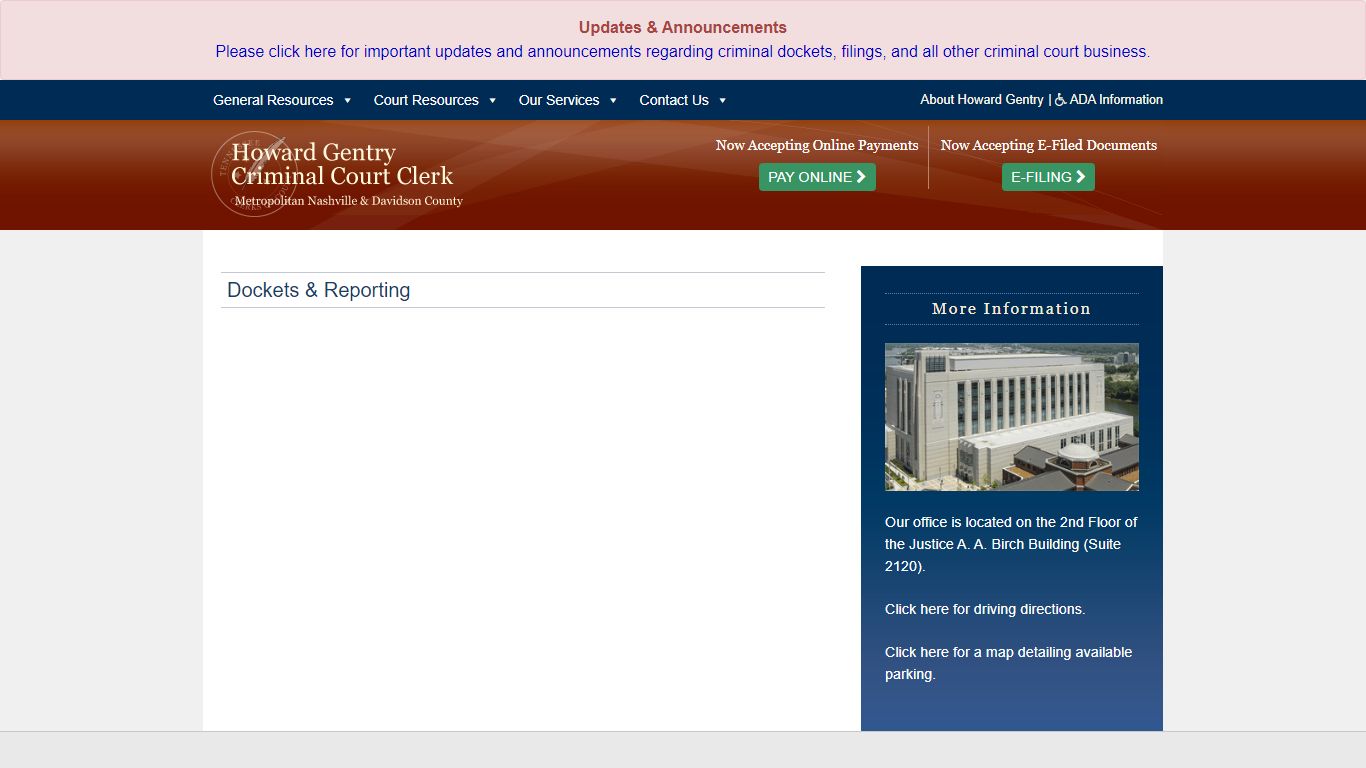 Dockets & Reporting | Criminal Court Clerk of Metropolitan Nashville ...